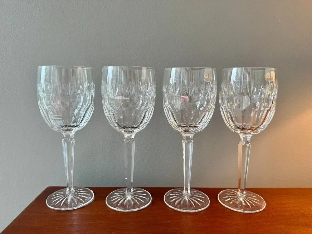 Set (4) Waterford Crystal Stemware Glasses, Merrion Pattern Discontinued Ireland